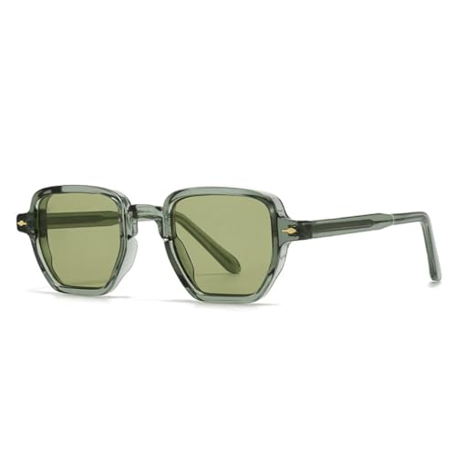 QGGNMGT Beliebte Mode Kleine Damen Sonnenbrille Retro Nieten Herren Grün Shades UV400 Gradient (Grün Grün) von QGGNMGT
