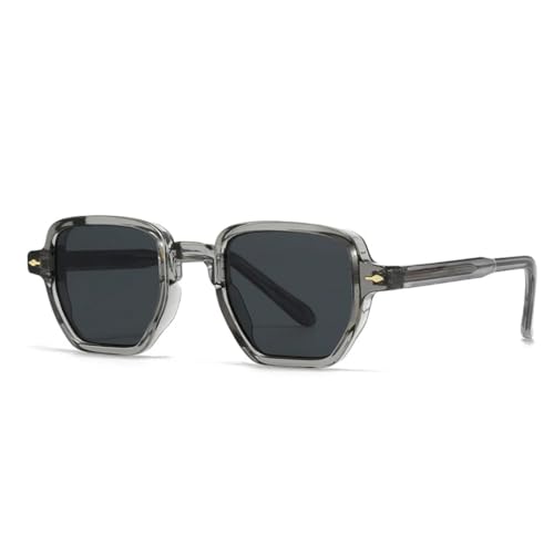 QGGNMGT Beliebte Mode Kleine Damen Sonnenbrille Retro Nieten Herren Grüntöne UV400 Farbverlauf (Grau Grau) von QGGNMGT