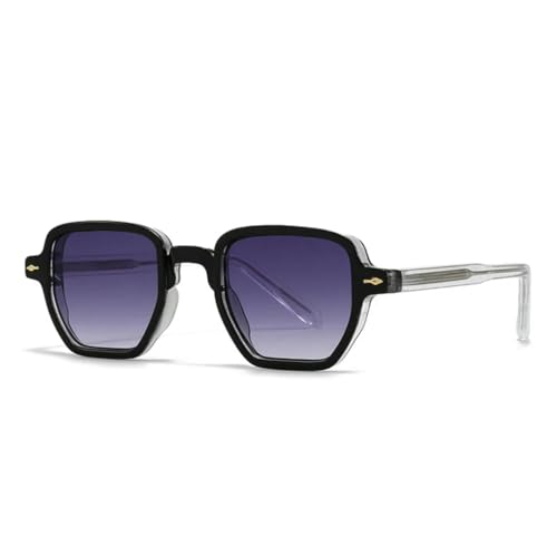 QGGNMGT Beliebte Mode Kleine Damen Sonnenbrille Retro Nieten Herren Grüntöne UV400 Farbverlauf (Schwarz Grau Farbverlauf) von QGGNMGT