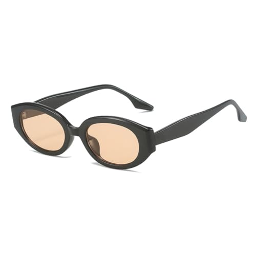 QGGNMGT Beliebte Mode Oval Damen Luxus Sonnenbrille Retro Jelly Farbton UV400 Herren Nieten (Schwarz Champagner) von QGGNMGT