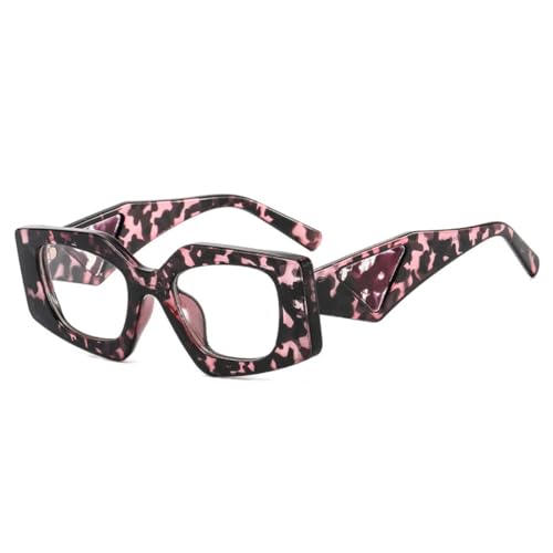 QGGNMGT Beliebte Mode Polygon Cat Eye Sonnenbrille Damen Retro Jelly Farbnuancen UV400 Herren Klare Brillenfassung (Muster klar) von QGGNMGT