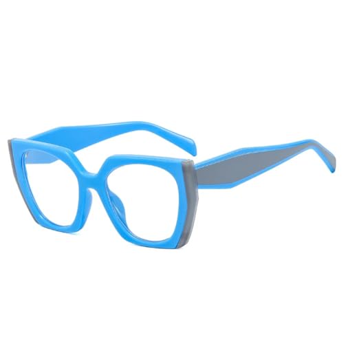 QGGNMGT Beliebte Mode Polygon Cat Eye Sonnenbrille Damen Vintage Klare Farbverlaufstöne UV400 Herren Doppelte Farbe (Blau Grau Klar) von QGGNMGT