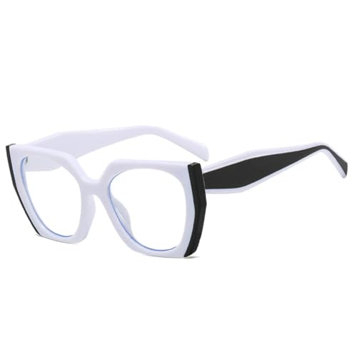 QGGNMGT Beliebte Mode Polygon Cat Eye Sonnenbrille Damen Vintage Klare Farbverlaufstöne UV400 Herren Doppelte Farbe (Weiß Schwarz Klar) von QGGNMGT