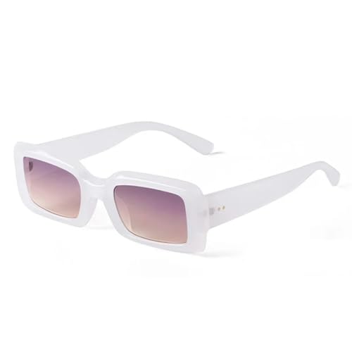 QGGNMGT Beliebte Mode Rechteck Sonnenbrille Frauen Retro Jelly Farbe Brillen Shades Uv400 Männer Blau Lila (Weiß Lila Gelb) von QGGNMGT