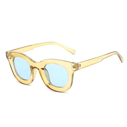 QGGNMGT Beliebte Mode Runde Bunte Damen Sonnenbrille Retro Trendy Jelly Farbe Brillen Shades Uv400 Herren (Gelb Blau) von QGGNMGT