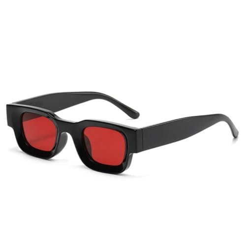 QGGNMGT Beliebte Mode Sonnenbrillen Damen Retro Clear Ocean Lens Brillen Herren Punk Shades UV400 (Schwarz Rot) von QGGNMGT