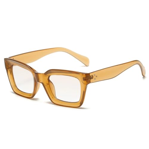 QGGNMGT Beliebte modische Cat-Eye-Sonnenbrille für Damen, Retro-Nail-Sonnenbrille mit klarem Farbverlauf, Herren-Sonnenbrille, UV400 (Champagner-klar) von QGGNMGT
