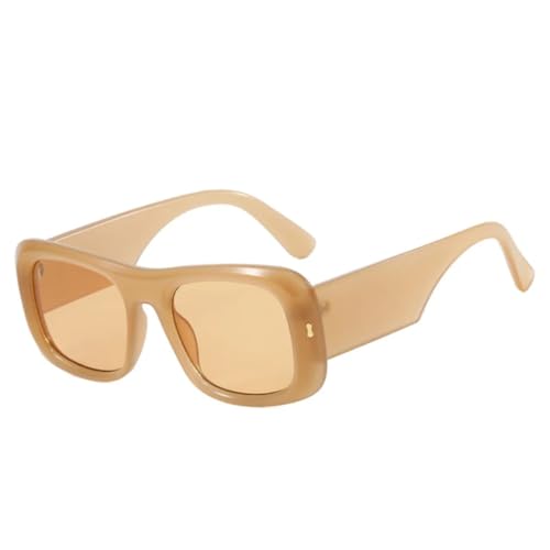 QGGNMGT Beliebte modische Sonnenbrille in Bonbonfarben für Damen, Retro-Nieten, Herren, trendig, breite Beine, Farbverlauf, UV400 (Champagner-Champagner) von QGGNMGT