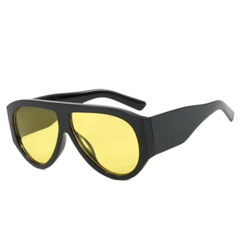 QGGNMGT Beliebte modische Sonnenbrillen für Damen in Bonbonfarben, Retro, breite Beine, Herren, trendiger Punk-Farbverlauf (schwarz-gelb) von QGGNMGT