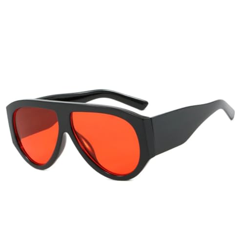 QGGNMGT Beliebte modische Sonnenbrillen für Damen in Bonbonfarben, Retro, breite Beine, Herren, trendiger Punk-Farbverlauf (schwarz-rot) von QGGNMGT