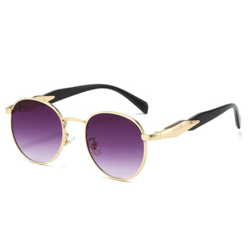 QGGNMGT Beliebte modische ovale Sonnenbrille für Damen, modisch, klare Farbverlaufstöne, UV400, für Herren im Trend (goldgrauer Farbverlauf) von QGGNMGT