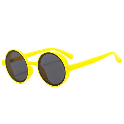 QGGNMGT Beliebte modische runde Sonnenbrille für Damen, Retro, Punk, Trend, Gelb, Orange, Herren, UV400 (Gelbgrau) von QGGNMGT