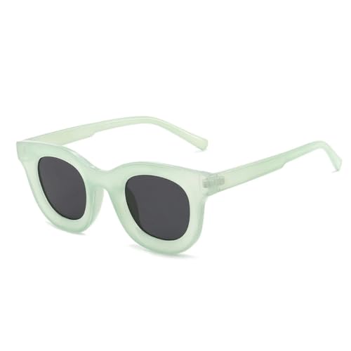 QGGNMGT Beliebte modische runde bunte Damen-Sonnenbrille, Retro-Trend, Jelly-Farbe, Brillen, UV400, Herren (Jelly-Grün-Grau) von QGGNMGT