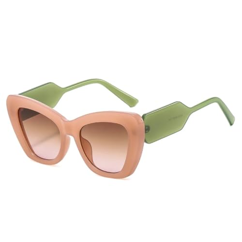 QGGNMGT Beliebte modische übergroße Cat-Eye-Sonnenbrille für Damen, kontrastierende Farbtöne, UV400, für Herren, Jelly-Farbverlauf (Jelly Tea, Tea Pink) von QGGNMGT