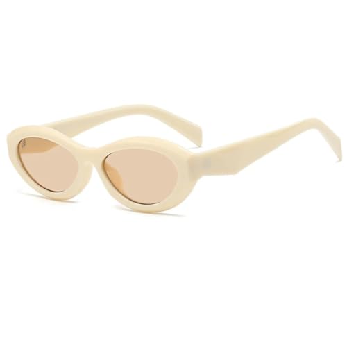 QGGNMGT Candy Color Luxus-Sonnenbrille für Damen, beliebte Mode, Farbverlaufsgläser, UV400, Punk-Brille (Beige-Hellbraun) von QGGNMGT