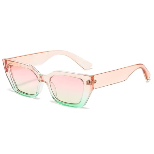 QGGNMGT Cat Eye Damenmode Doppelfarbige Sonnenbrille Retro Farbverlaufsgläser UV400 Herren Leopard Lila (Rosa Grün) von QGGNMGT