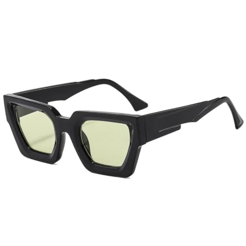 QGGNMGT Cat Eye Damenmode Outdoor Sonnenbrille Retro Gelb Blaue Linse UV400 Herren Trendy (Schwarz Hellgrün) von QGGNMGT