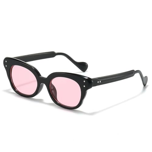 QGGNMGT Cat Eye Fashion Damen Sonnenbrille Shades Uv400 Herren Trendy Nieten Punk (Schwarz Pink) von QGGNMGT