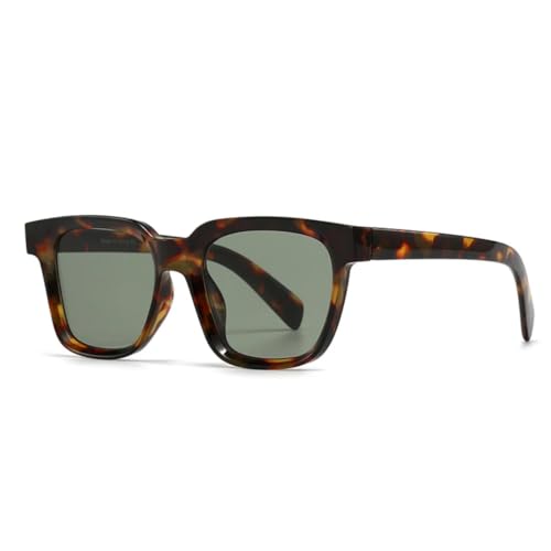QGGNMGT Damen Sonnenbrille Mode Blau Grün Shades Uv400 Herren Retro Punk (Leopardengrün) von QGGNMGT