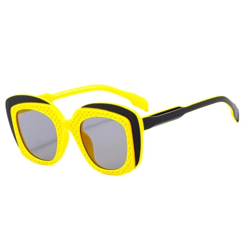 QGGNMGT Hip Hop Doppelfarbige Sonnenbrille Damenmode Farbverlauf Brillen Shades UV400 Herren Einzigartig (Schwarz Gelb Grau) von QGGNMGT