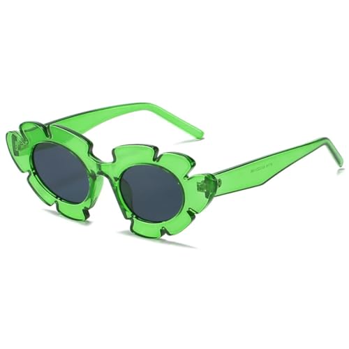 QGGNMGT Modische Cat Eye Candy Farben Sonnenbrille Damen Retro Form Brillen Herren Trend UV400 (Grün Grau) von QGGNMGT