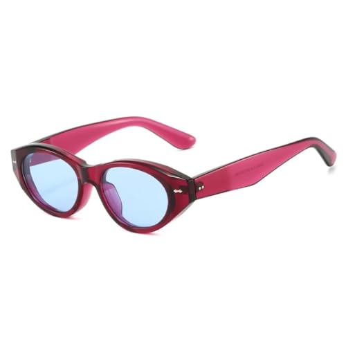 QGGNMGT Modische Cat Eye-Sonnenbrille für Damen, Retro-Nieten, Herren-Sonnenbrille, UV400 (Rose Rot Blau) von QGGNMGT