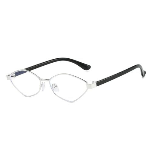 QGGNMGT Modische Cat-Eye-Sonnenbrille mit unregelmäßigem Polygon, Retro, klare Ozeanlinsen, UV400, trendig, für Herren, klein (silberfarben, transparent) von QGGNMGT