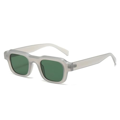 QGGNMGT Modische Damen-Sonnenbrille, Retro, Blaugrün, UV400, Herren, trendiger Punk-Farbverlauf (mattgraugrün) von QGGNMGT