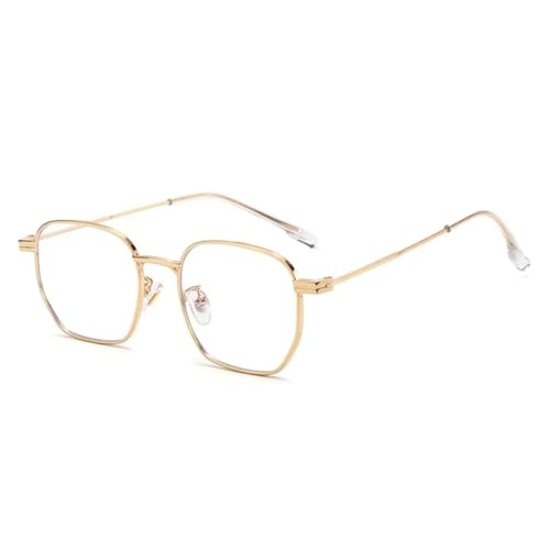 QGGNMGT Modische Damen-Sonnenbrille, Retro, klare Linse, Metallrahmen, Herren, Punk, Orange, UV400 (Golden Clear) von QGGNMGT