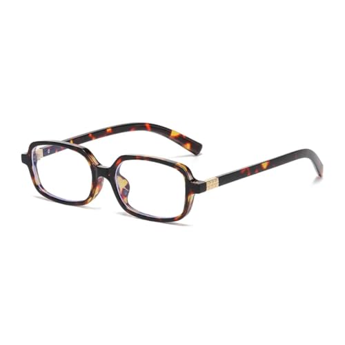 QGGNMGT Modische Damen-Sonnenbrille, klein, rechteckig, Retro, blau, Herren-Sonnenbrille, UV400-Schutz, Brillengestell (bernsteinfarben, klar) von QGGNMGT