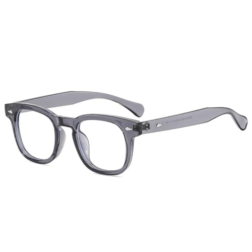 QGGNMGT Modische Damen-Sonnenbrille mit Nieten, Retro, Gelb/Blau, UV400, klare Gläser (grau klar) von QGGNMGT