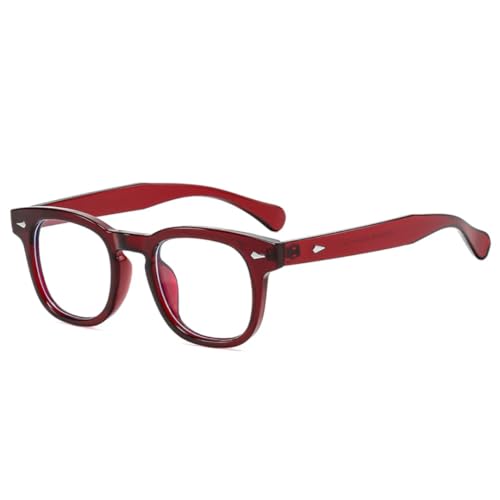 QGGNMGT Modische Damen-Sonnenbrille mit Nieten, Retro, Gelb/Blau, UV400, klares Brillengestell (rot, klar) von QGGNMGT