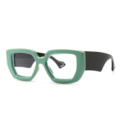QGGNMGT Modische Damen-Sonnenbrille mit klarem Brillenglas, UV400-Schutz (grün/schwarz) von QGGNMGT