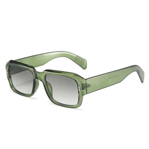 QGGNMGT Modische Polygon-Sonnenbrille für Damen, Retro-Nieten-Dekoration, Jelly-Farbtöne, UV400, Herren, trendiger Farbverlauf (grün, grüner Farbverlauf) von QGGNMGT