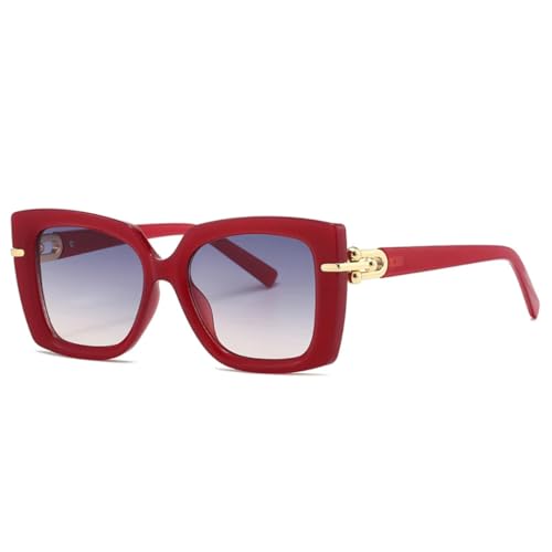 QGGNMGT Modische Sonnenbrille für Damen, Jelly-Farbe, Farbverlauf, UV400 (Rot, Grau, Rosa) von QGGNMGT