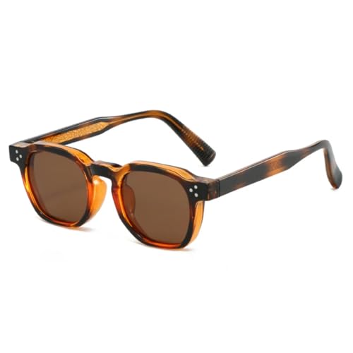 QGGNMGT Modische Sonnenbrille für Herren, UV400, Retro-Nieten, Damen, luxuriös, trendig, Dunkelgrün (Bernsteintee) von QGGNMGT