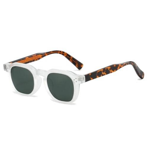 QGGNMGT Modische Sonnenbrille für Herren, UV400, Retro-Nieten, Damen, luxuriös, trendig, Dunkelgrün (transparentes Grün) von QGGNMGT
