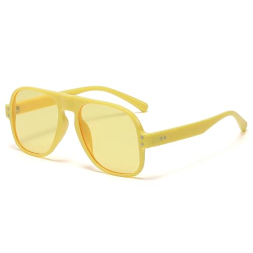 QGGNMGT Modische Sonnenbrille in Bonbonfarben, Damen, Retro, Nieten, Dekoration, Herren, Trending, Grün (Gelb, Gelb) von QGGNMGT