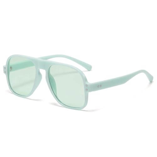 QGGNMGT Modische Sonnenbrille in Bonbonfarben, für Damen, Retro-Nieten, Dekoration für Herren, Trending Green (Grün Grün) von QGGNMGT