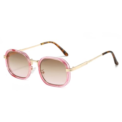 QGGNMGT Modische Sonnenbrille mit Farbverlauf für Damen, UV400, Retro-Sonnenbrille für Herren (Pink Tea Pink) von QGGNMGT