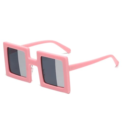 QGGNMGT Modische kleine, einzigartige Damen-Sonnenbrille, Retro, zweifarbige Gläser, UV400, für Herren, trendig, für draußen (Pink, Grau, Silber) von QGGNMGT
