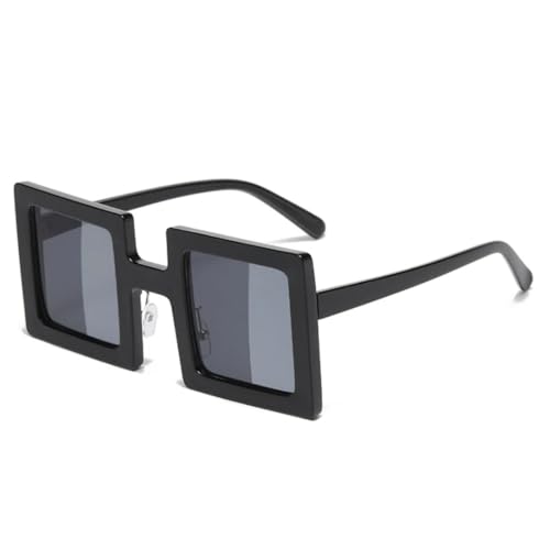 QGGNMGT Modische kleine einzigartige Damen-Sonnenbrille, Retro, zweifarbige Gläser, UV400, für Herren, trendig, für draußen (schwarz, grau, silber) von QGGNMGT
