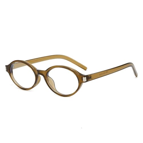 QGGNMGT Modische kleine ovale Sonnenbrille für Damen, UV400, Retro, Punk, Herren, Leopardenmuster, Blau (Teegrün, klar) von QGGNMGT