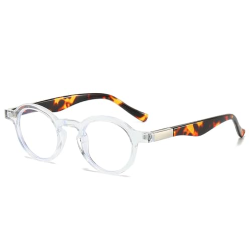 QGGNMGT Modische kleine runde zweifarbige Sonnenbrille für Damen, Retro, klare Farbverlaufstöne, UV400, Herren, Punk (transparent klar) von QGGNMGT