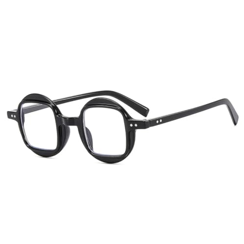 QGGNMGT Modische runde Damen-Sonnenbrille, Retro-Punk, klare Farbverlaufsgläser, UV400, für Herren, Nieten, zweifarbig (schwarz) von QGGNMGT
