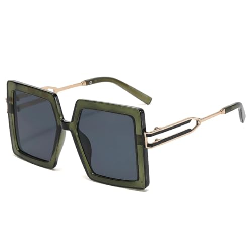 QGGNMGT Modische übergroße Sonnenbrille für Herren, trendige Farbverlaufs-Sonnenbrille, UV400, für Damen, Retro, Orange, Champagner (Grün, Grau) von QGGNMGT