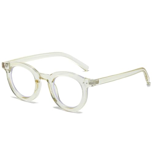 QGGNMGT Ovale Sonnenbrille für Damen, modisch, klar, mit Farbverlauf, UV400, für Herren, trendige Nieten, Punk (gelb, klar) von QGGNMGT