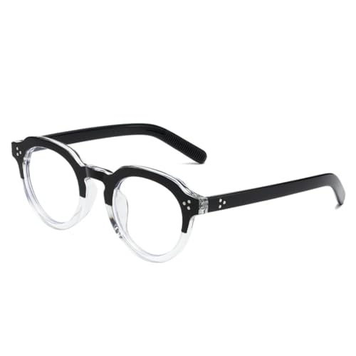 QGGNMGT Ovale Sonnenbrille für Damen, modisch, transparent, Bonbonfarben, UV400, Retro-Nieten, Herren, Punk-Trend (schwarz transparent) von QGGNMGT