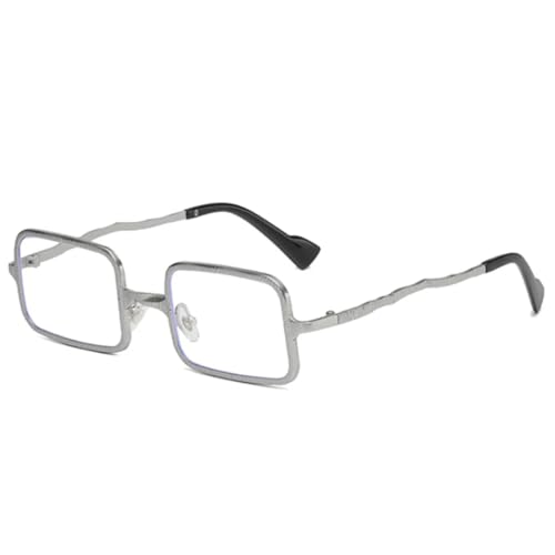 QGGNMGT Punk-Metall-Sonnenbrille für Herren, modisch, klarer Spiegel, UV400, für Damen, im Trend (silberfarben, transparent) von QGGNMGT