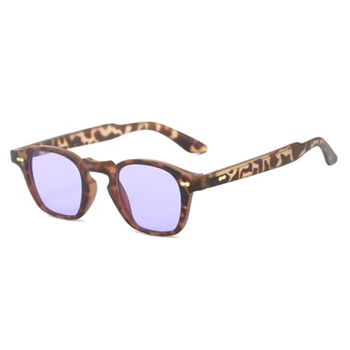 QGGNMGT Punk-Nieten-Sonnenbrille für Damen, modisch, blau-violett, UV400, Herren, trendiger Farbverlauf (bernsteinfarben, violett) von QGGNMGT